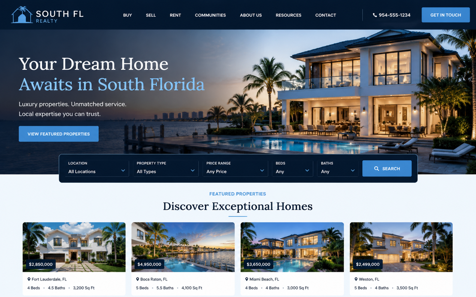 South FL Realty real estate website design by U7 Digital